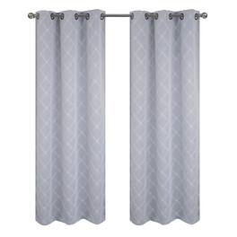 RT Designers Collection - RT Designer Collection Gable Embroidered Blackout Luxurious Decorative Grommet Curtain Panel 54" x 84" - Silver