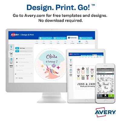 Design. Print. Go!™  
Go to Avery.com for free templates and designs. No download required.  

AVERY | Design & Print  

Olivia is turning 7  

JESS & JASON  
Thank you for coming  

AVERY