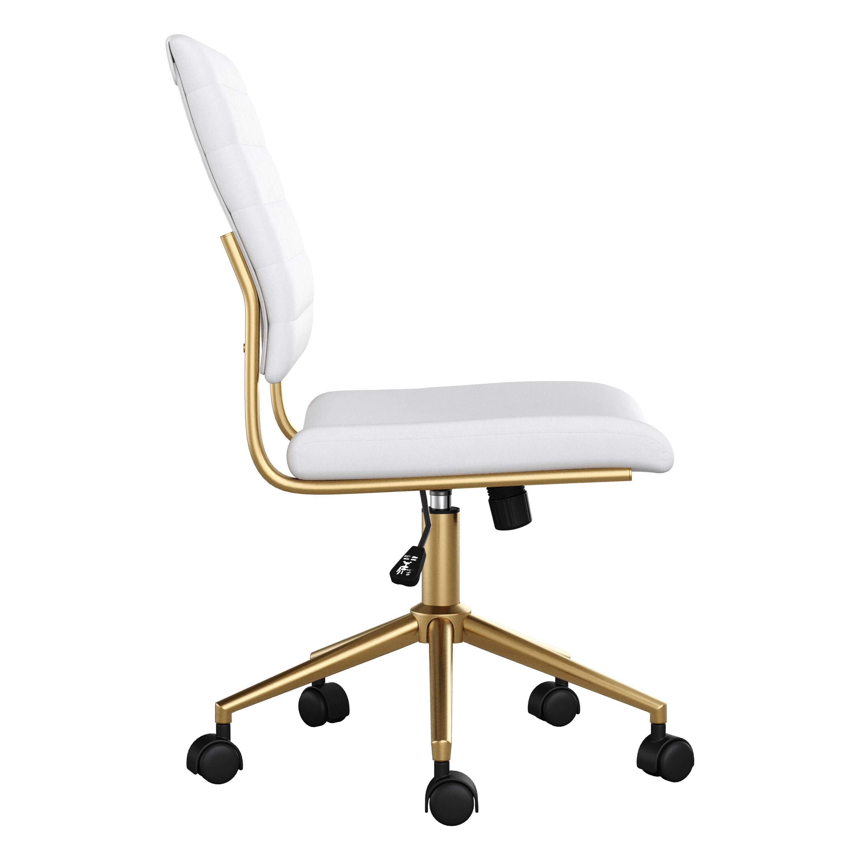 Alt View 20. Martha Stewart - Ivy Ribbed Faux Leather Office Chair - White Faux Leather/Polished Brass.