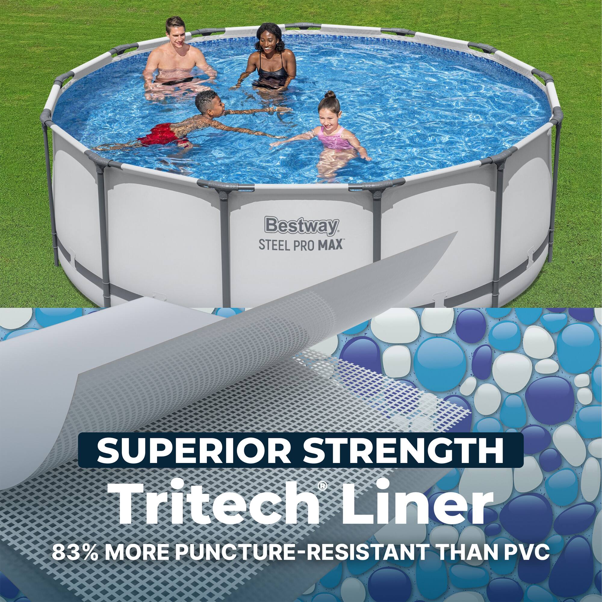 Bestway STEEL PRO MAX SUPERIOR STRENGTH Tritech Liner 83% MORE PUNCTURE-RESISTANT THAN PVC