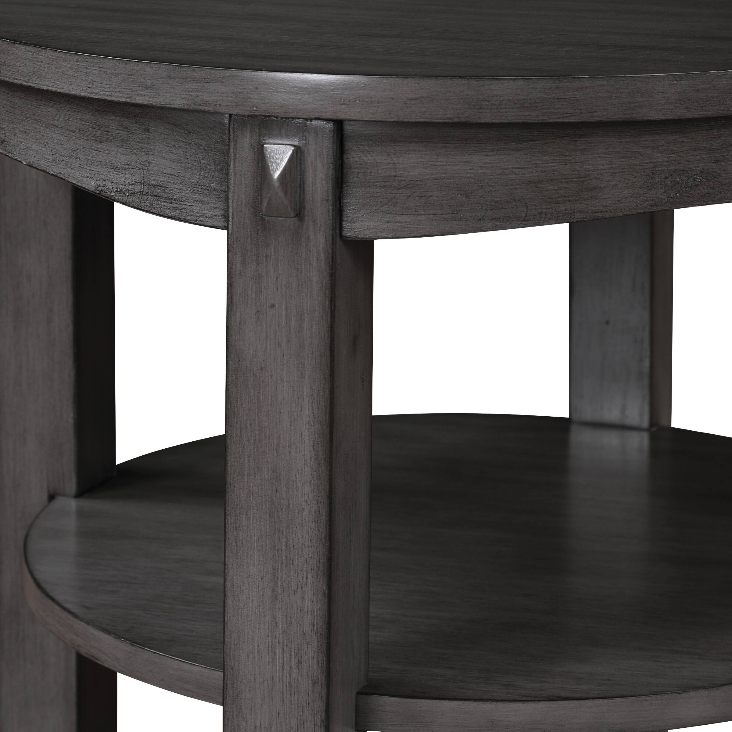 Alt View 3. OSP Home Furnishings - Lane 3-Shelf Round End Table - Slate Grey.