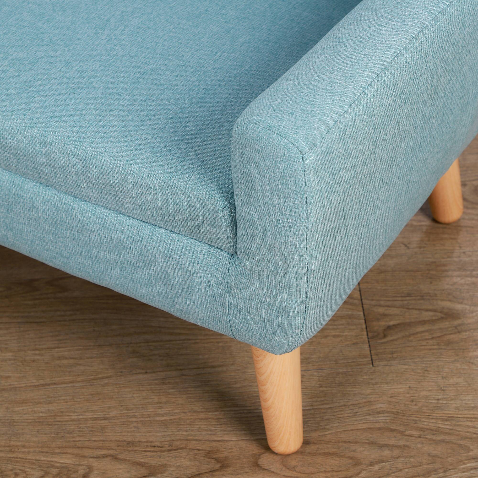 Alt View 8. Qaba - Kids Sofa, Toddler Sofa Couch, Linen-Like Fabric & Wood Frame Sofa Chair for Ages 3-7 - Blue.