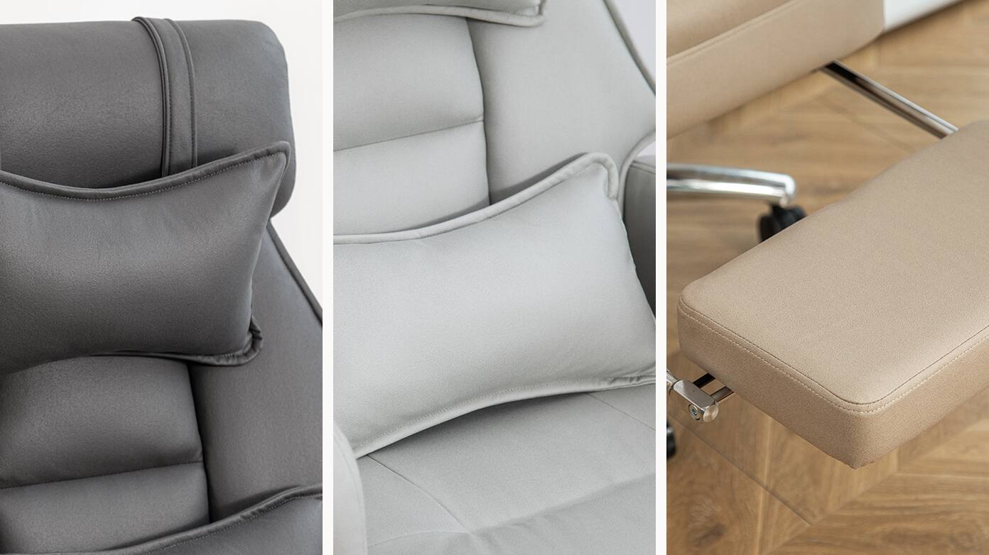 Back. Spaco - Spaco Executive Office Chair with Tech Leather, High Back, Adjustable Lumbar Support, 155° Recline, for Home Office - DARK GREY.