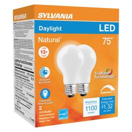 Sylvania - Natural A19 E26 (Medium) LED Bulb Daylight 75 Watt Equivalence 2 pk