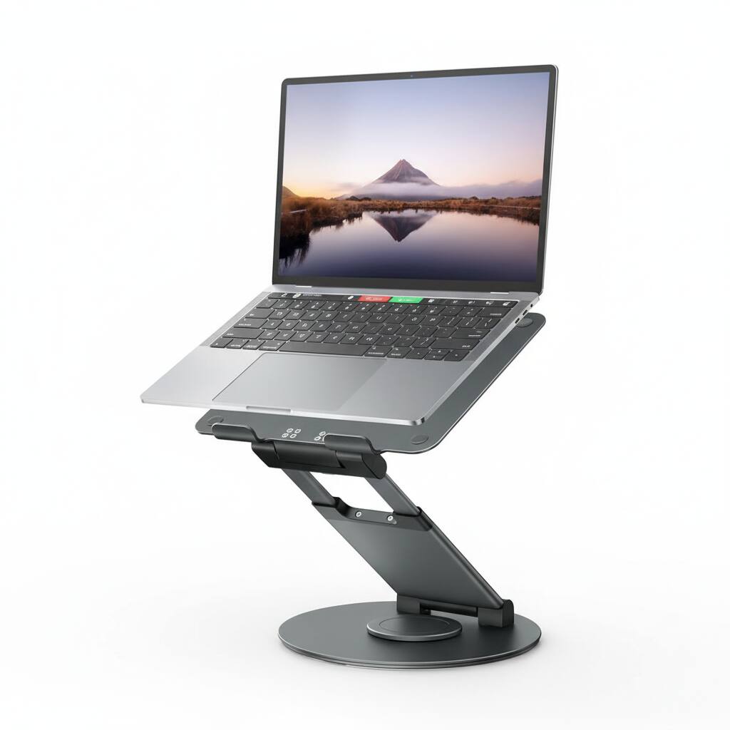 Front. ZUQIETA - ZUQIETA Telescopic 360° Rotating Laptop Stand - Adjustable Height & Pull-Out Design, Fits 10-17” Laptops - A-Gray.
