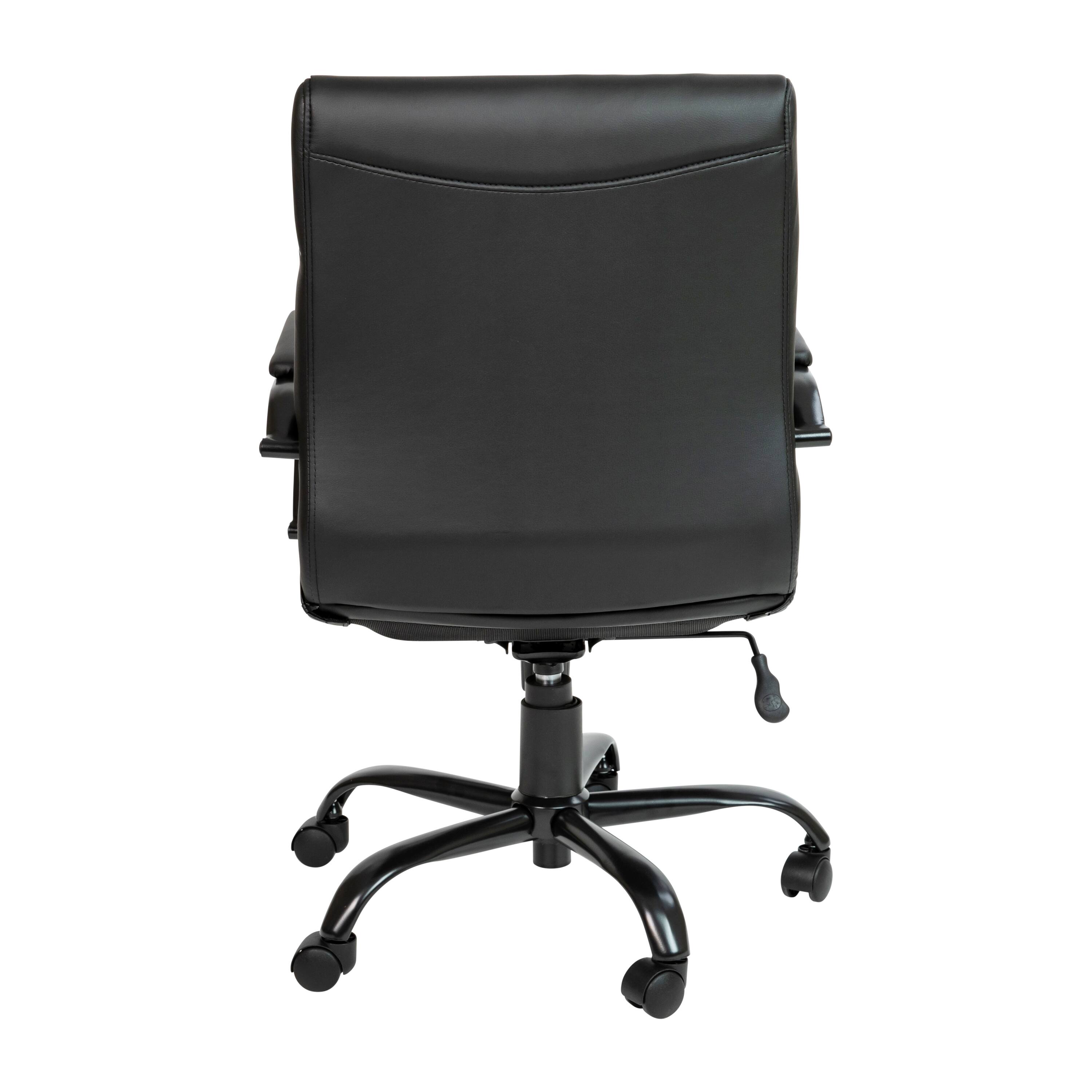 Alt View 5. Emma + Oliver - Mid-Back Executive Swivel Office Chair with Metal Frame and Arms - Black LeatherSoft/Black Frame.