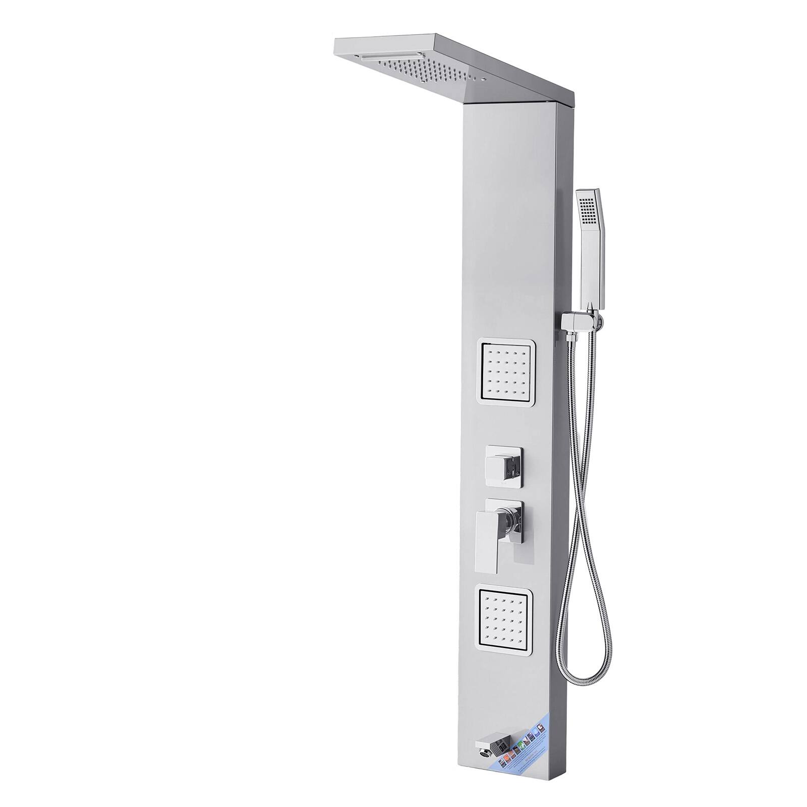 Alt View 5. VEVOR - Shower Panel Tower System,Rainfall Waterfall Shower Head, 53 in Brushed Stainless Steel Shower Column, 5-Function Faucet - Silver.