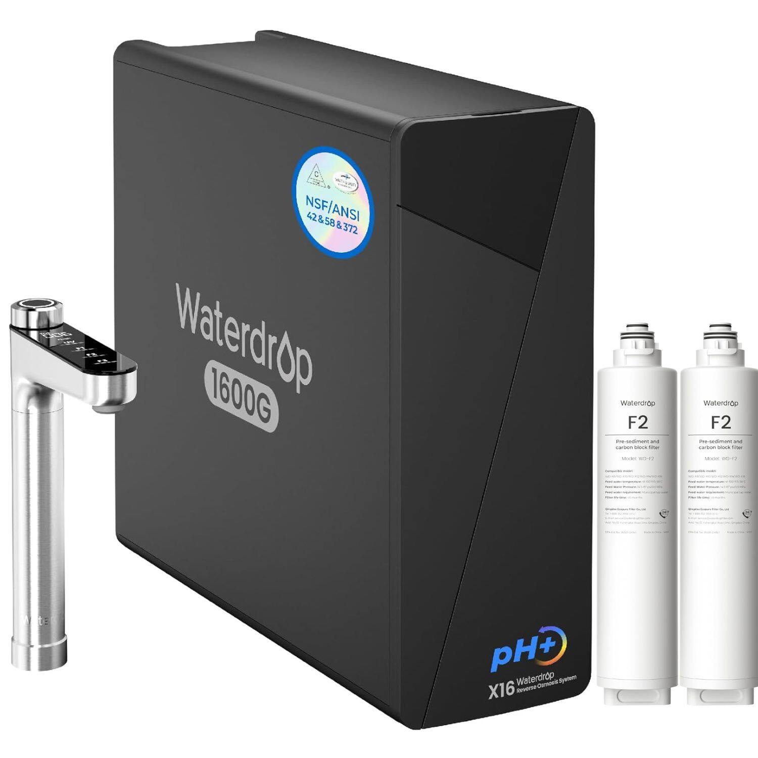 Waterdrop - X16-Alkaline Reverse Osmosis Water Filter Extra F2-2 Filters - Black price history on PriceWatchPro