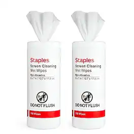 Staples - Screen Cleaning Wipes, 100/Tub, 2 /Pack (ST61848)