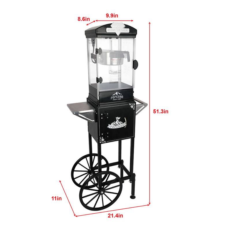 Popcorn Machine Dimensions Wikistore Popcorn Machine with Cart Wheels 10 Oz Kettle Popcorn Maker ...