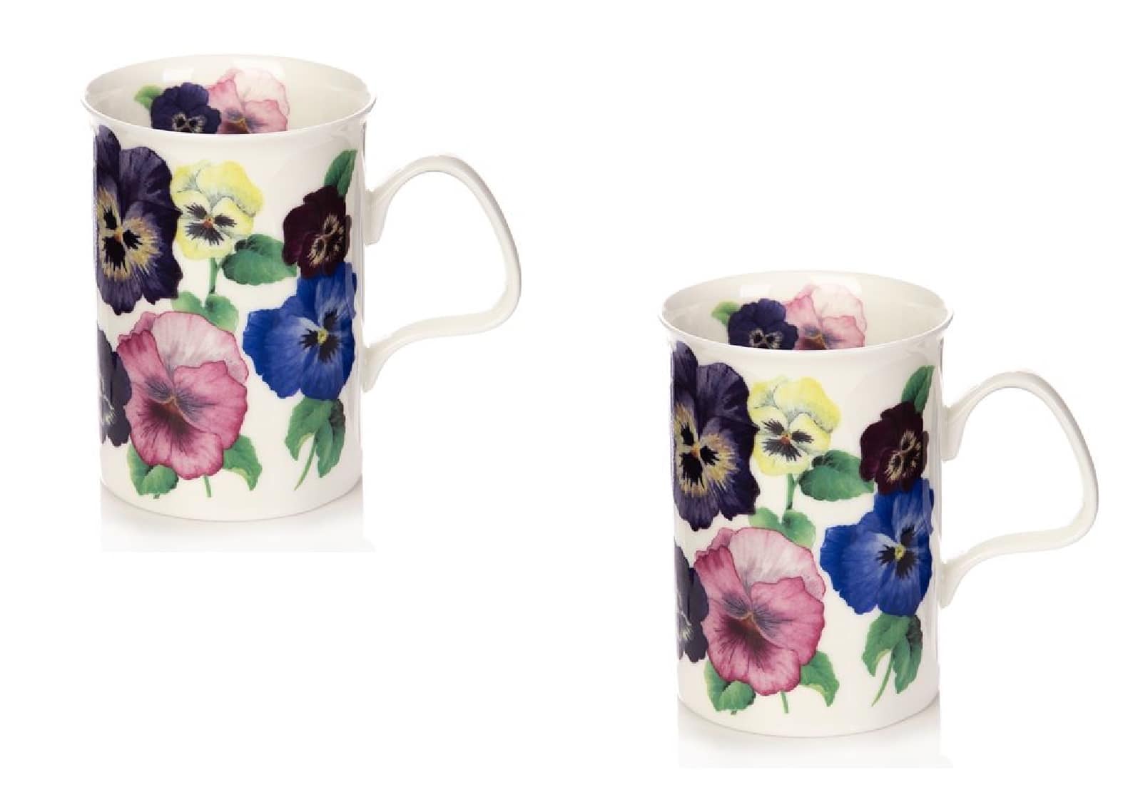 Photos - Mug / Cup Roy Kirkham Jiallo -  Lancaster Mug - Pansy, Set of 6, Bone China Ceramic, Made in England - Mutli color ER21119 