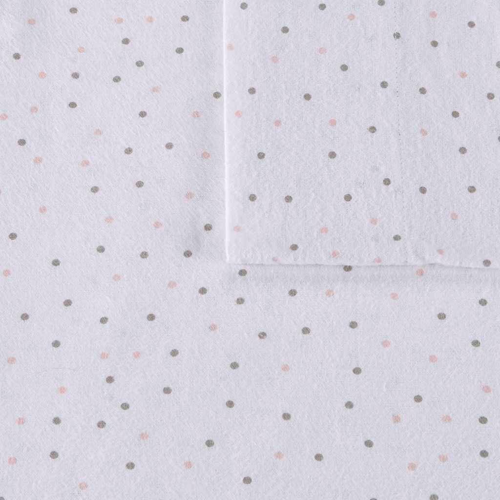 Alt View 5. Gracie Mills - Gracie Mills Atticus Cotton Flannel Printed Sheet Set - Grey/Pink Dots.