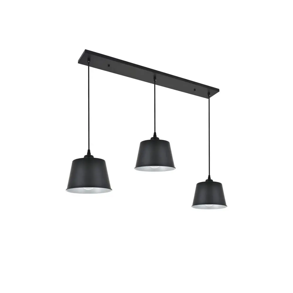 Alt View 4. Living District - Nota 3 light black Pendant - Black.