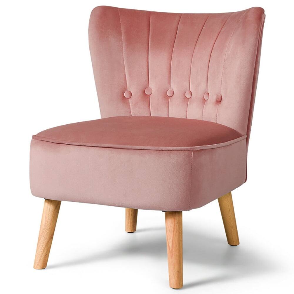Alt View 2. Kadyn - Armless Accent Chair, Wingback Sofa Chair,Reading Chair,Armless Accent Chair Tufted Velvet Leisure Chair-Pink - Pink.