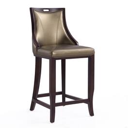Manhattan Comfort - Emperor Traditional Wood Upholstered Barstool - Bronze