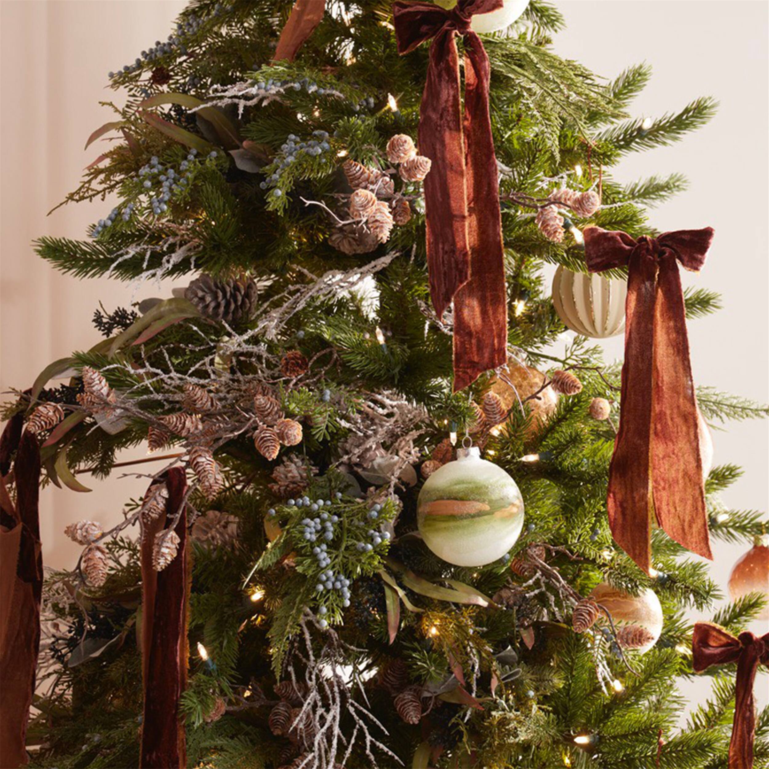 Angle. BreeBe - Fringed Velvet Ribbon 2" x 10 Yds. - Brown.