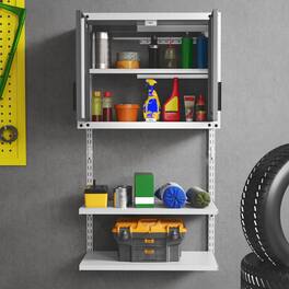 Mondawe - Metal Wall Cabinet with Lock and 3 Adjustable Shelves - Gray & White
