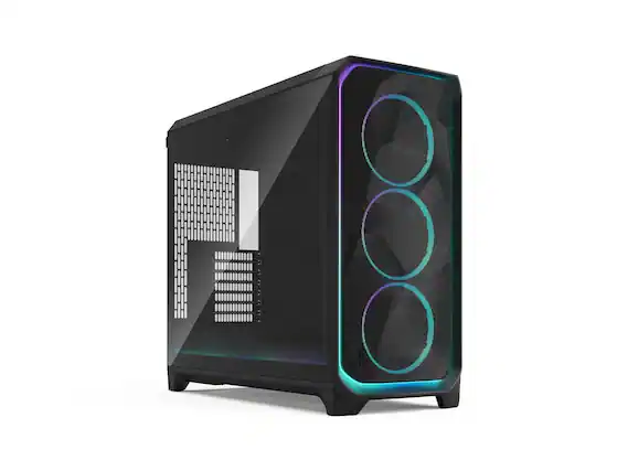 Front. Fractal Design - Fractal Design Meshify 3 XL Ambience Pro RGB E-ATX Full Tower PC Case - Black Chassis with Light Tinted TG Side Panel - Black.