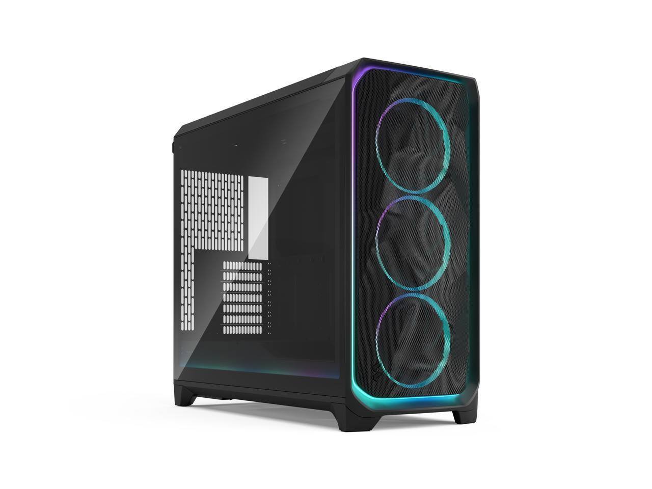 Front. Fractal Design - Fractal Design Meshify 3 XL Ambience Pro RGB E-ATX Full Tower PC Case -  Black Chassis with Light Tinted TG Side Panel - Black.