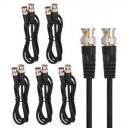 Unique Bargains - 5pcs BNC Male to BNC Male Coaxial Cable 1M RG59 75-3 for DVR CCTV Camera Monitor - Black