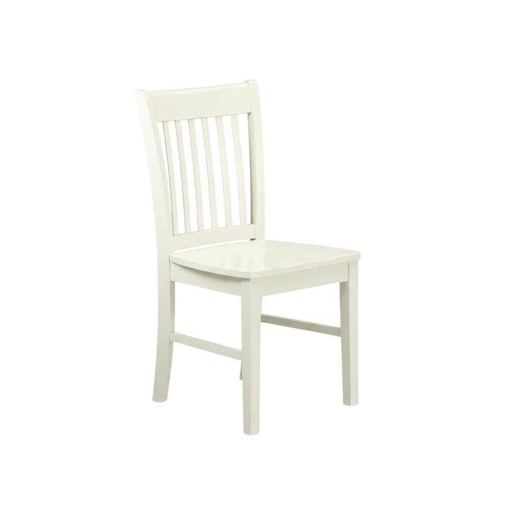 Front. East West Furniture - Dining Chair Linen White - Brown.