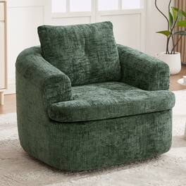 GOODSILO - Modern 360-Degree Swivel Accent Barrel Chair with Dual-Layer Cushion Design for Living Room and Office - Green