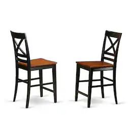 East West Furniture - Quincy Counter Height Stools With X-Back Finish - Black & Cherry