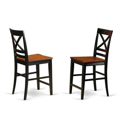 Front. East West Furniture - Quincy Counter Height Stools With X-Back in Black & Cherry Finish - Black & Cherry.