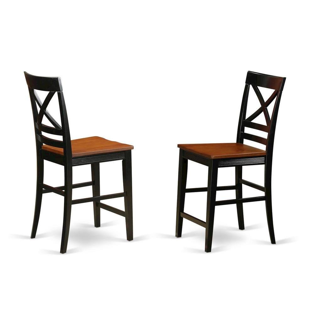 Front. East West Furniture - Quincy Counter Height Stools With X-Back in Black & Cherry Finish - Black & Cherry.