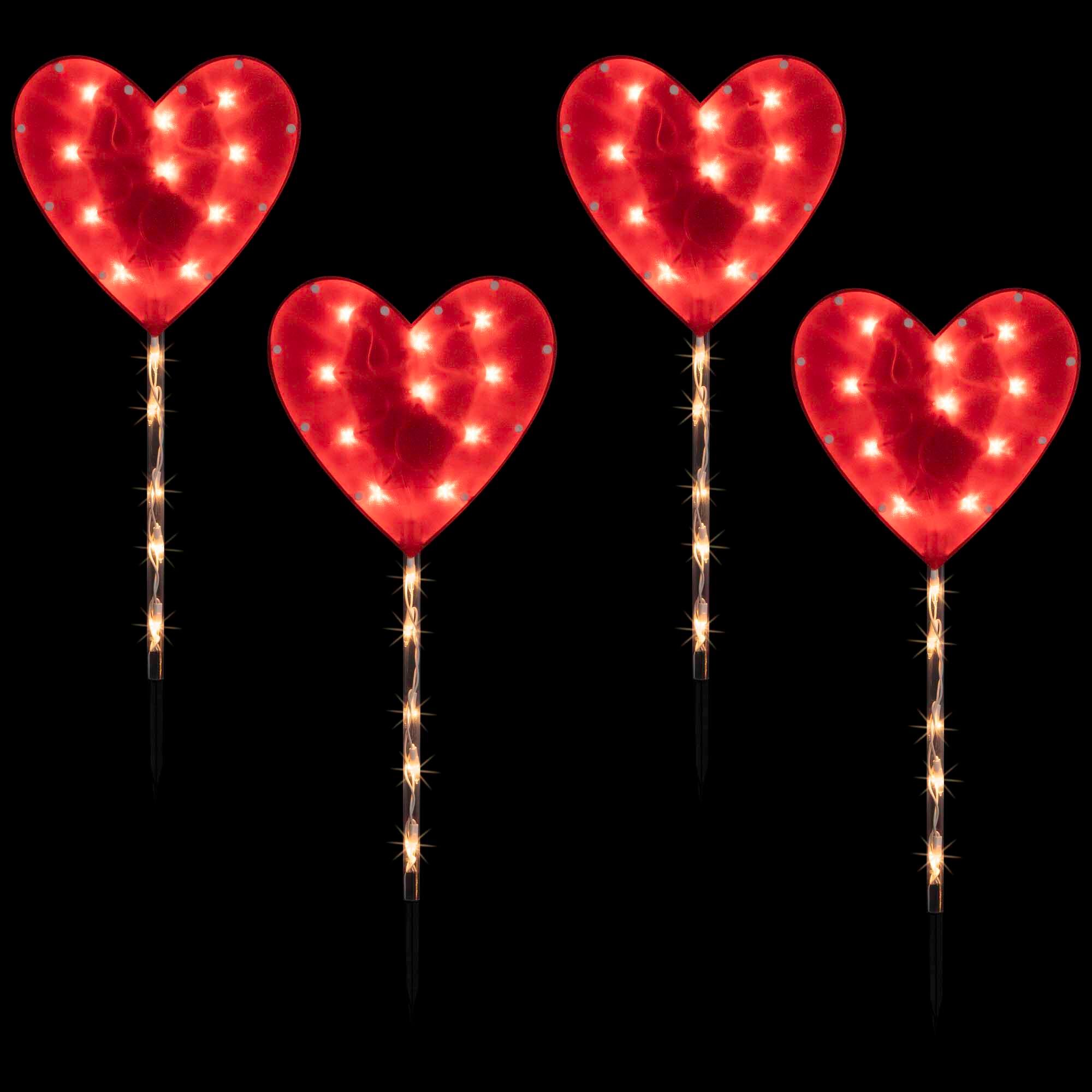 Alt View 2. Northlight - Lighted Heart Valentine's Day Outdoor Pathway Markers - 28.75" - Set of 4 - Red.