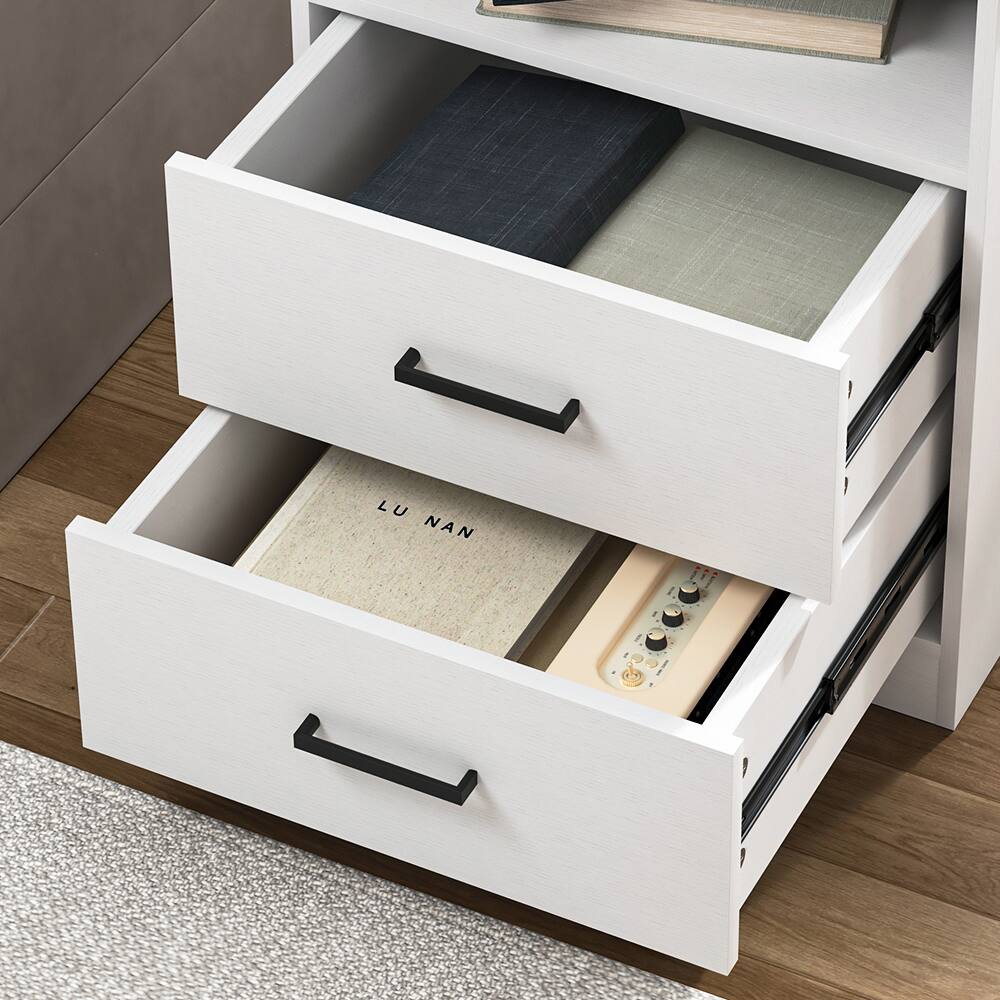 Alt View 6. Spaco - Spaco Nightstand with 2 Drawers, Fast Charging Station, USB C, AC Outlets,Bedside Table for Bedroom Living Room - White.