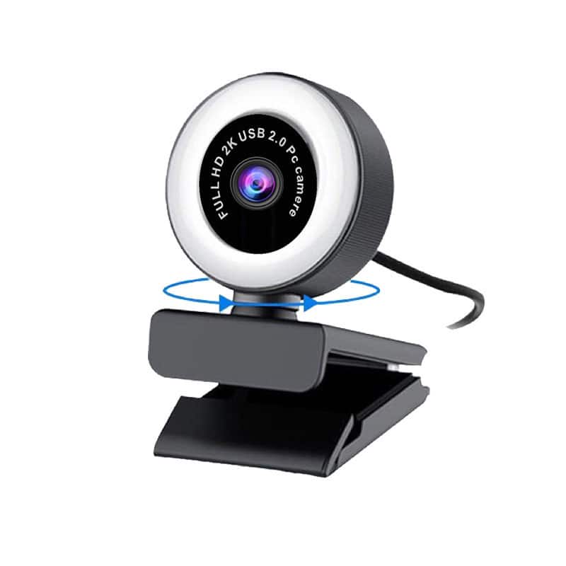 Cluzine - 2K HD USB Camera Built-in Audio Mini USB 2.0 Webcam