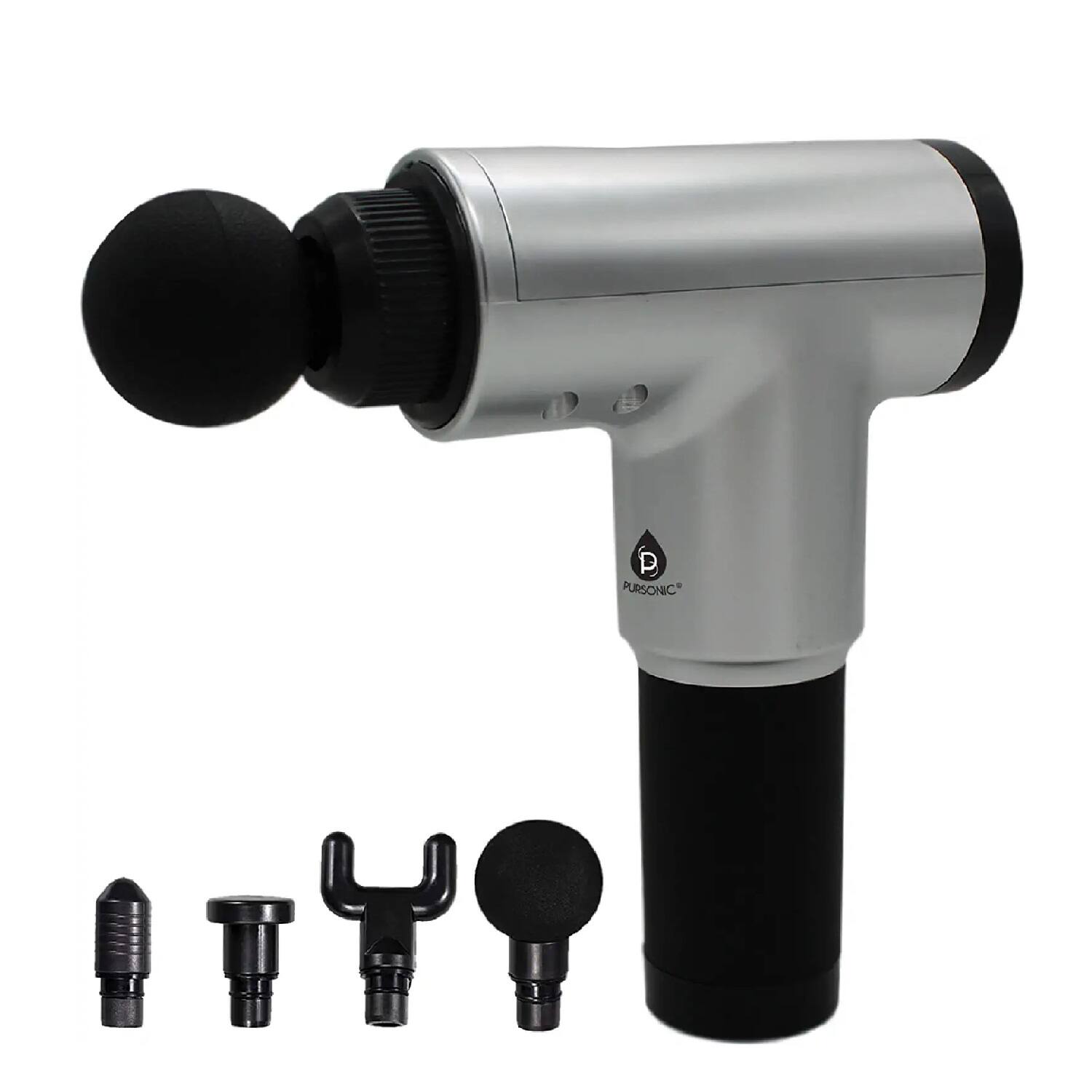 Angle. Pursonic - 6 Speed Cordless & Rechargeable Professional Massage Gun - Grey.