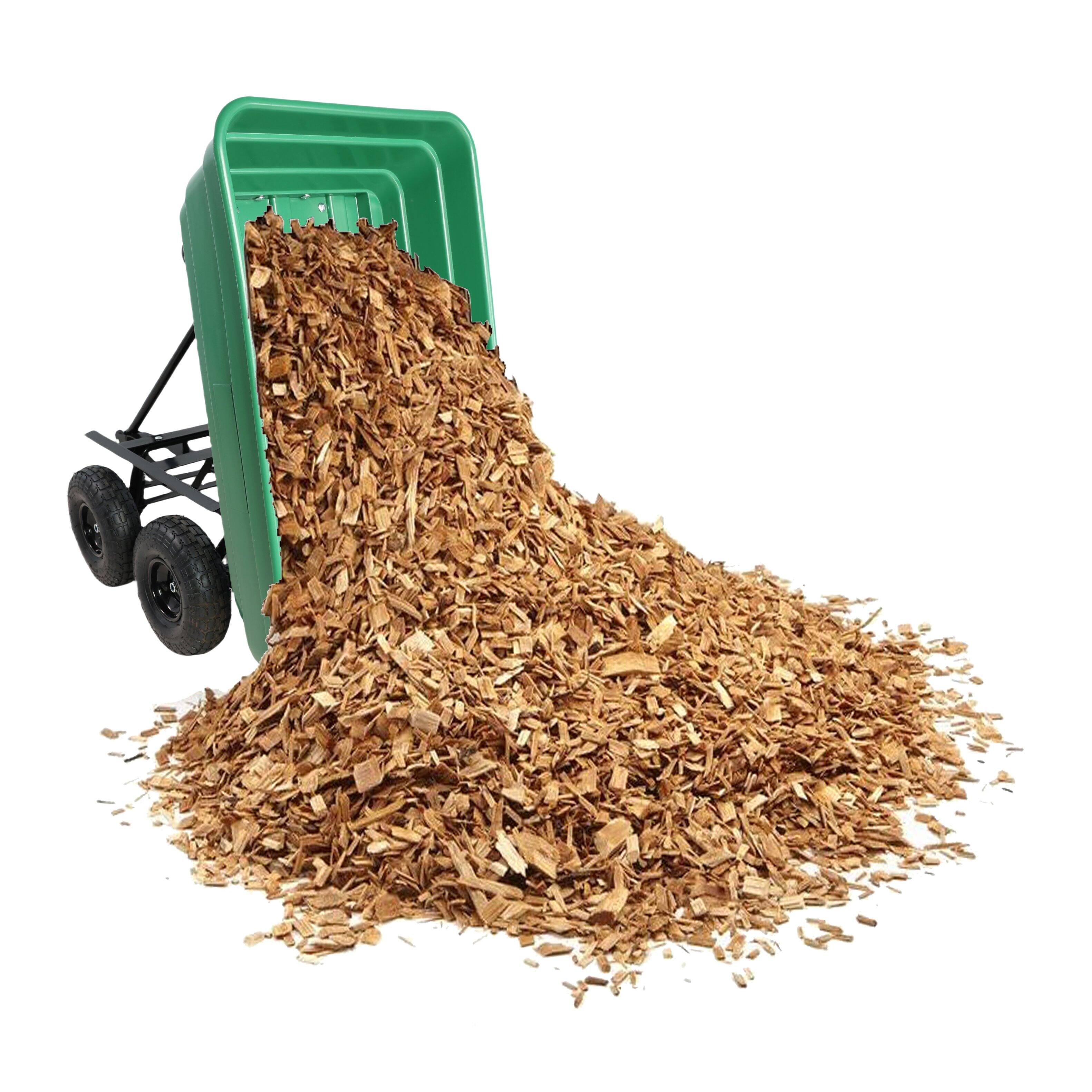 Left. COWLOWN - Foldable 300 lb Poly Garden Dump Cart Steel Frame 10in Tire 75L Grass Green - Grass Green.