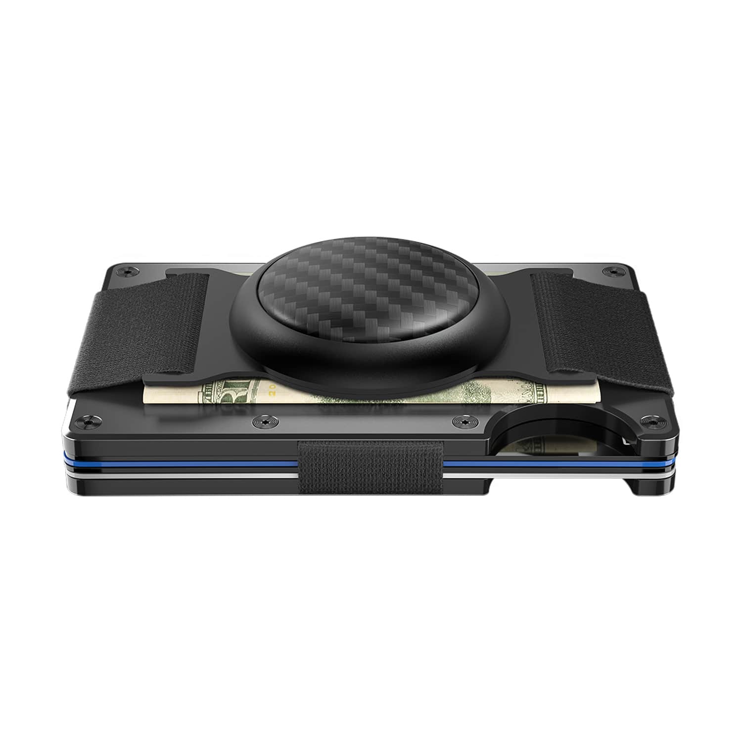 Alt View 11. The Ridge Wallet - CARBON FIBER AIRTAG CASH STRAP - Silver.