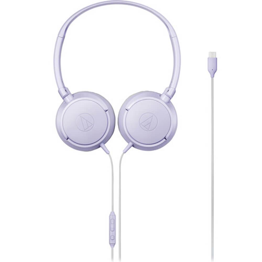 Alt View 2. Audio-Technica - Audio Technica ATHS120CVL On-Ear USB-C Headphones - Light Violet - Purple.