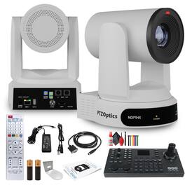 PTZOptics - Move 4K PTZ Camera with 30x Zoom (White) (PT30X-4K-WH-G3) + SuperJoy PTZ Controller + Wall Mount