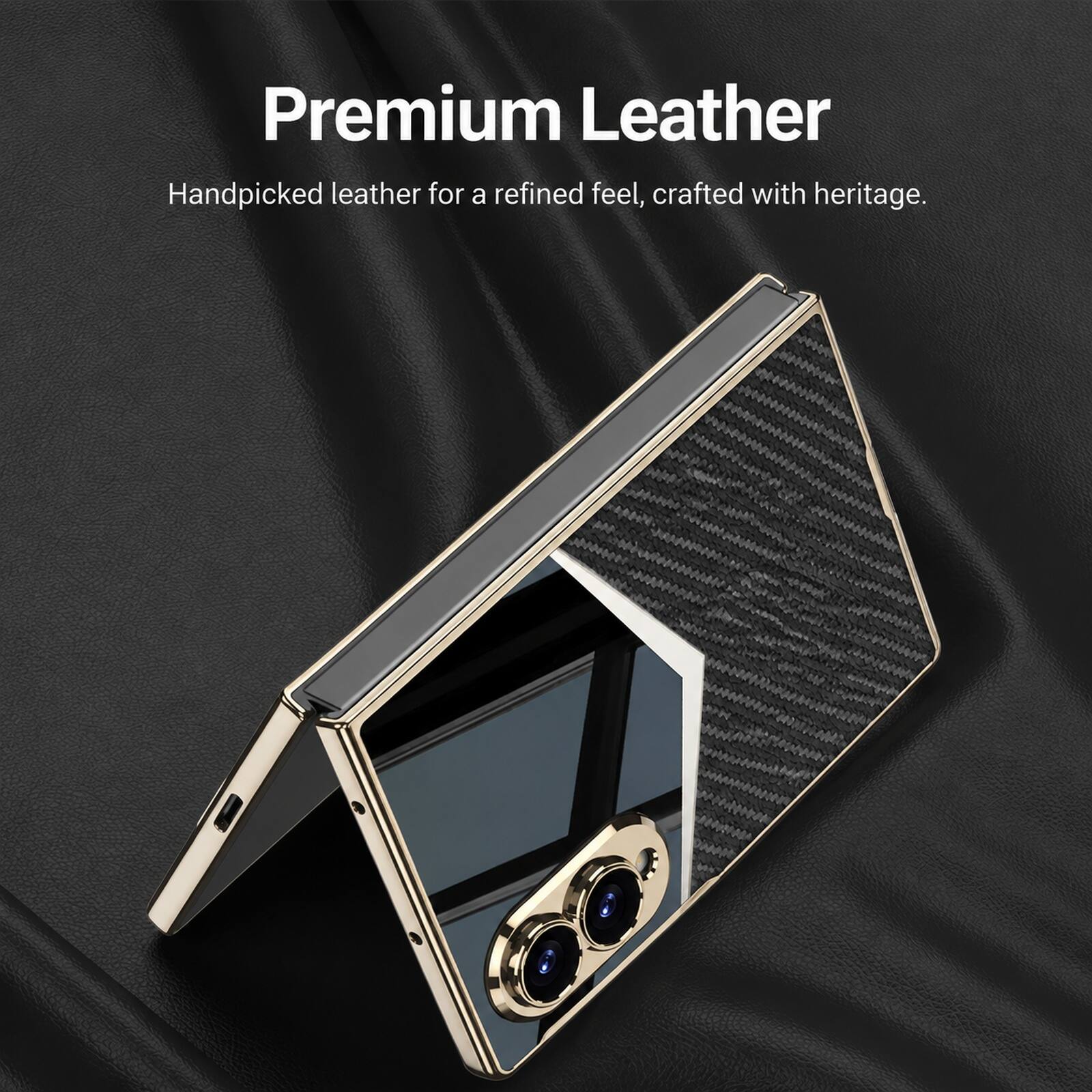 Premium Leather  
Handpicked leather for a refined feel, crafted with heritage.