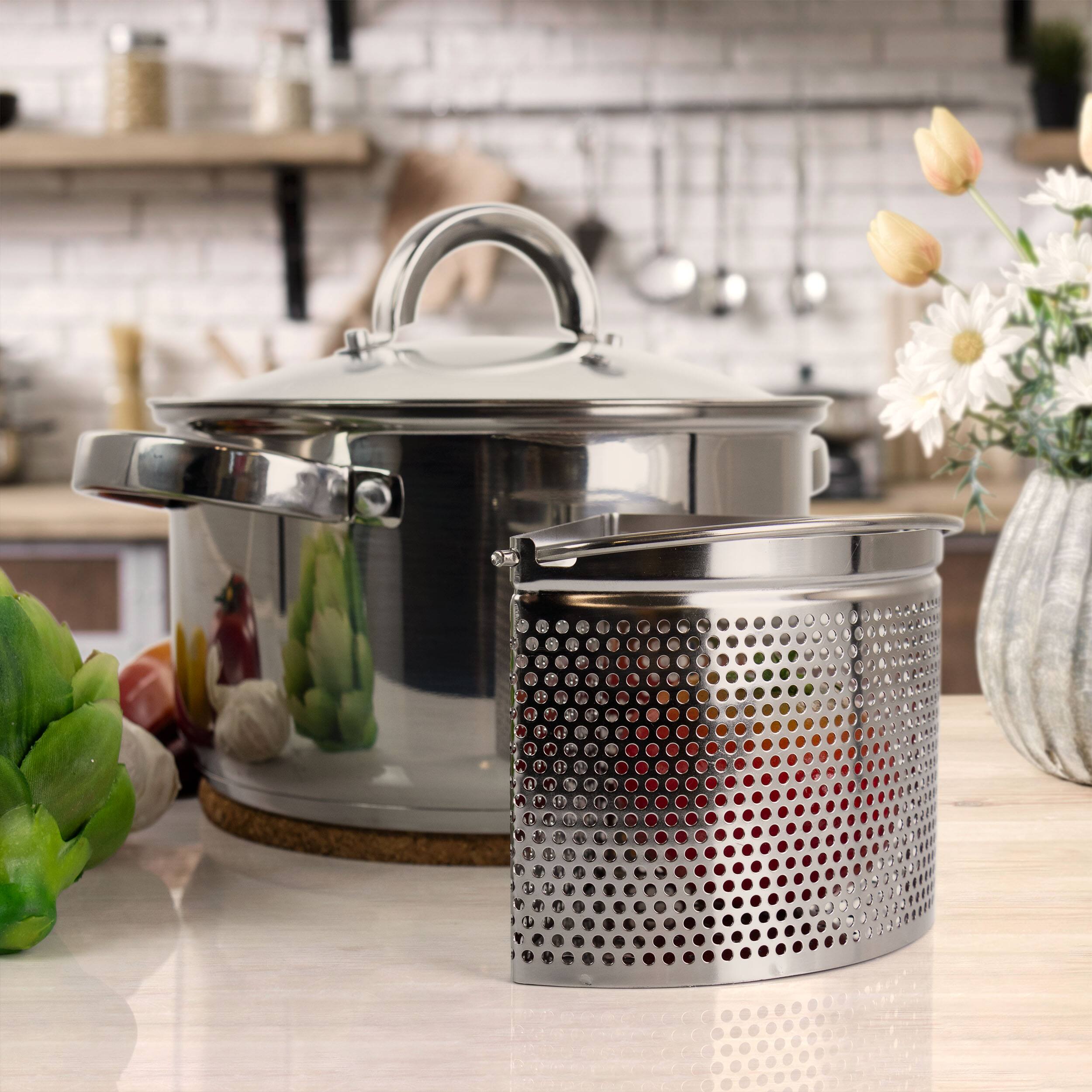 Alt View 3. Oster - Oster Sangerfield 5 Piece 4 Quart Stainless Steel Dutch Oven with Lid and 3-Section Dividers - Silver.