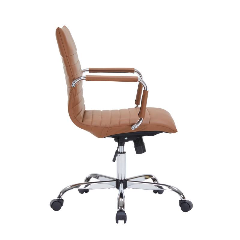 Alt View 7. LeisureMod - Harris Mid-Back Leather Office Chair Adjustable Height Tilt Computer Task Chair with 360-Degree Swivel - Light Brown.