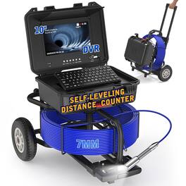 Aukfa - Sewer Camera - 10" HD Borescope, Self-Leveling, IP68, 250Ft 7MM Cable, DVR, 5X Zoom, 32GB