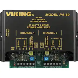 Viking - 60 Watt Two Zone Amplifier (PA-60) - Black