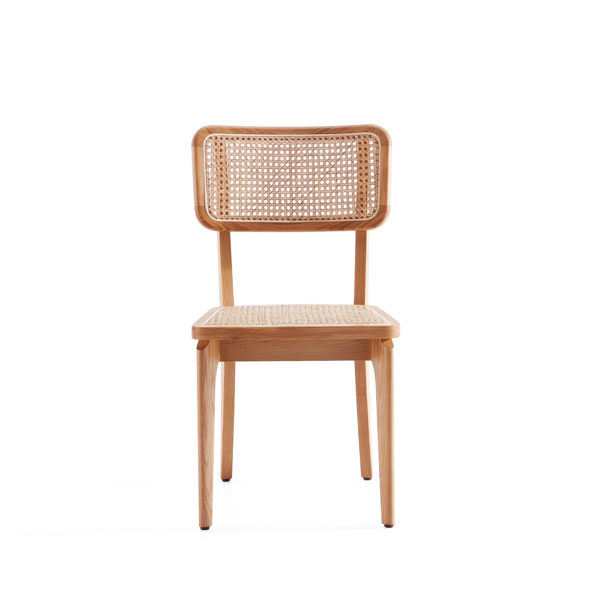 Back. Manhattan Comfort - Giverny Industry Chic Wood Dining Chair - Set of 2 - Natural.
