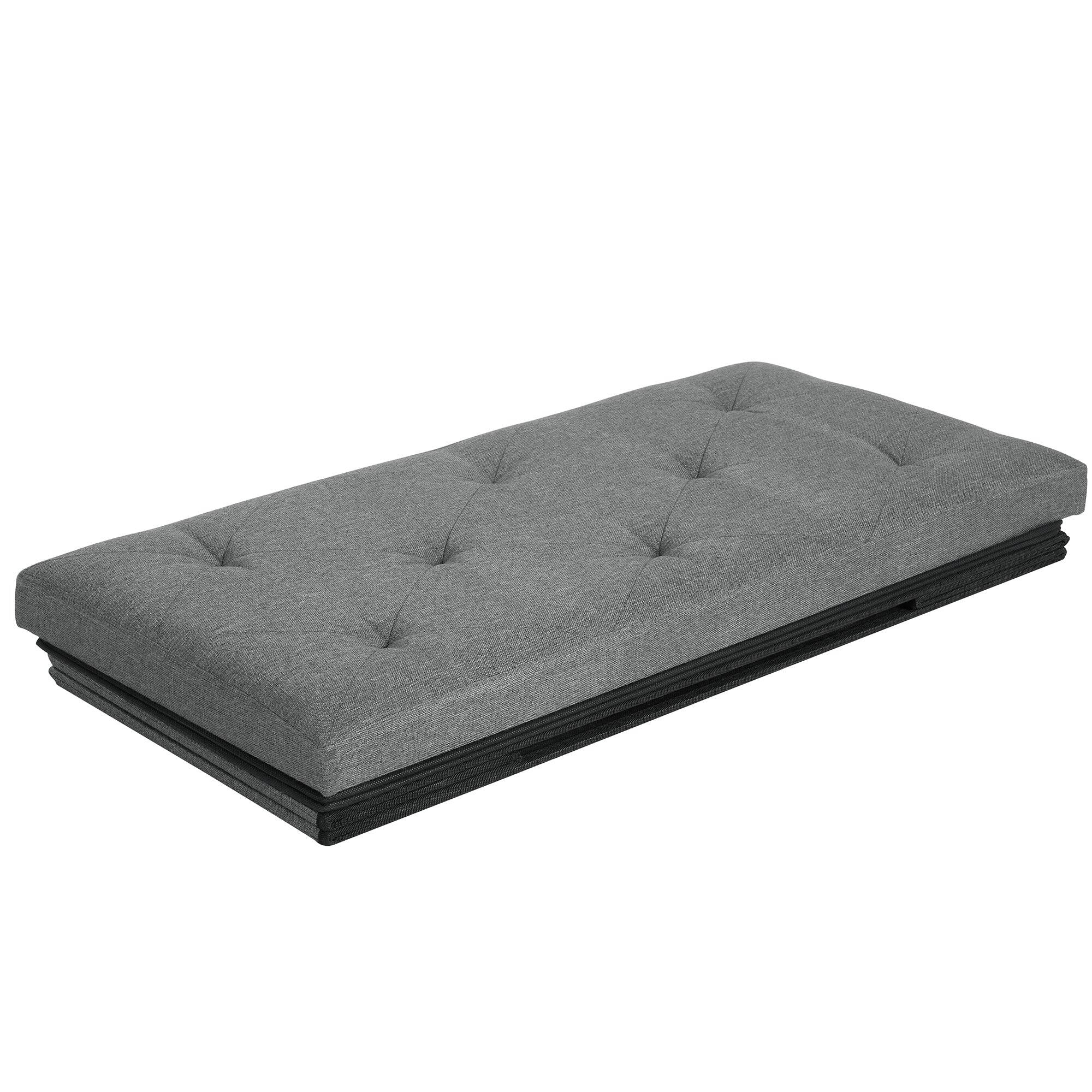 Left. Vecelo - 30" Storage Ottoman Bench with Folding Design, Large Capacity Linen Storage Bench for Bedroom & Living Room - Dark Grey.