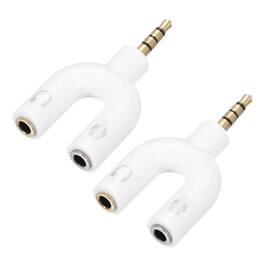 Unique Bargains - 2pcs Headset Mic Splitter Adapter, 3.5mm Male to Dual Female Y Splitter Mic & Audio Jack for PC/Laptop/Smartphone - White