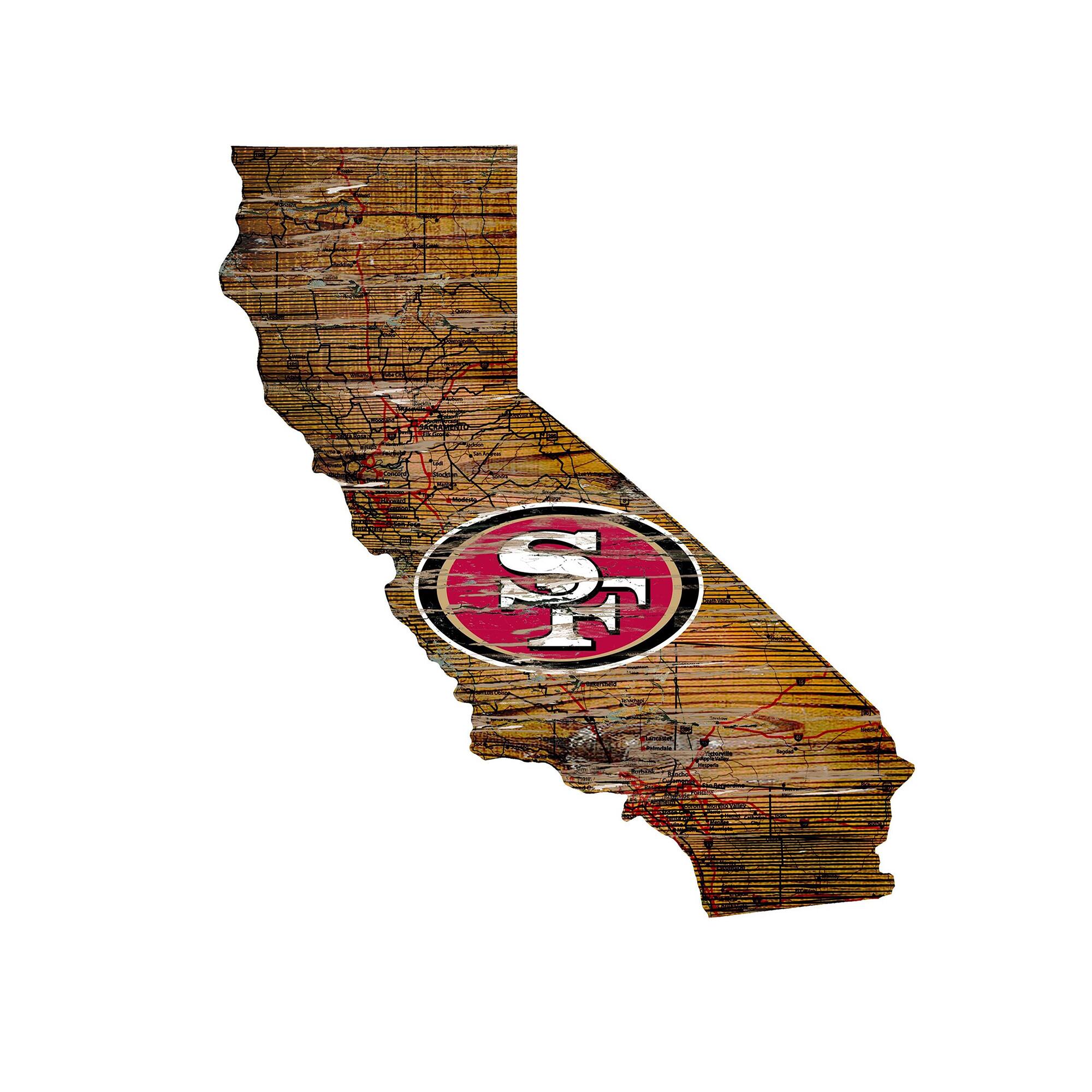 San Francisco 49ers 23.5" x 23.5" Distressed State with Logo Sign