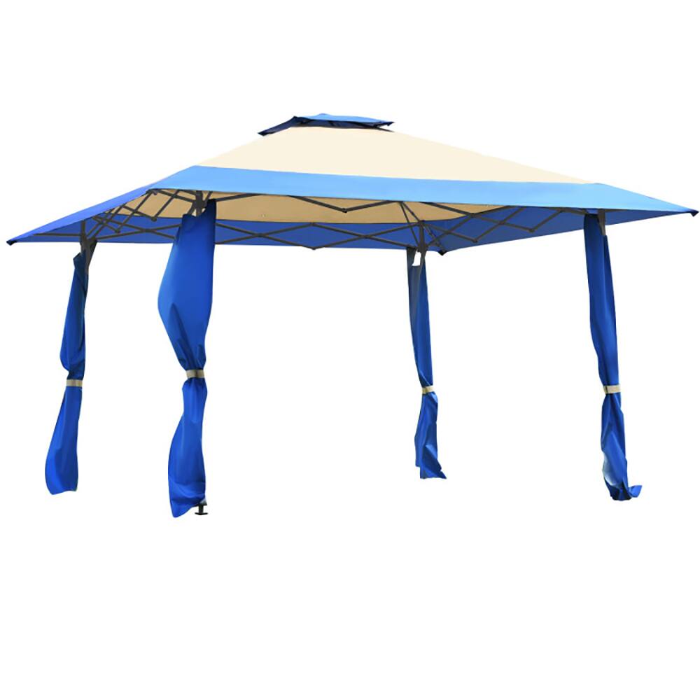 Back. Kadyn - 13ft x 13ft Blue Pop Up Outdoor Canopy, Waterproof.