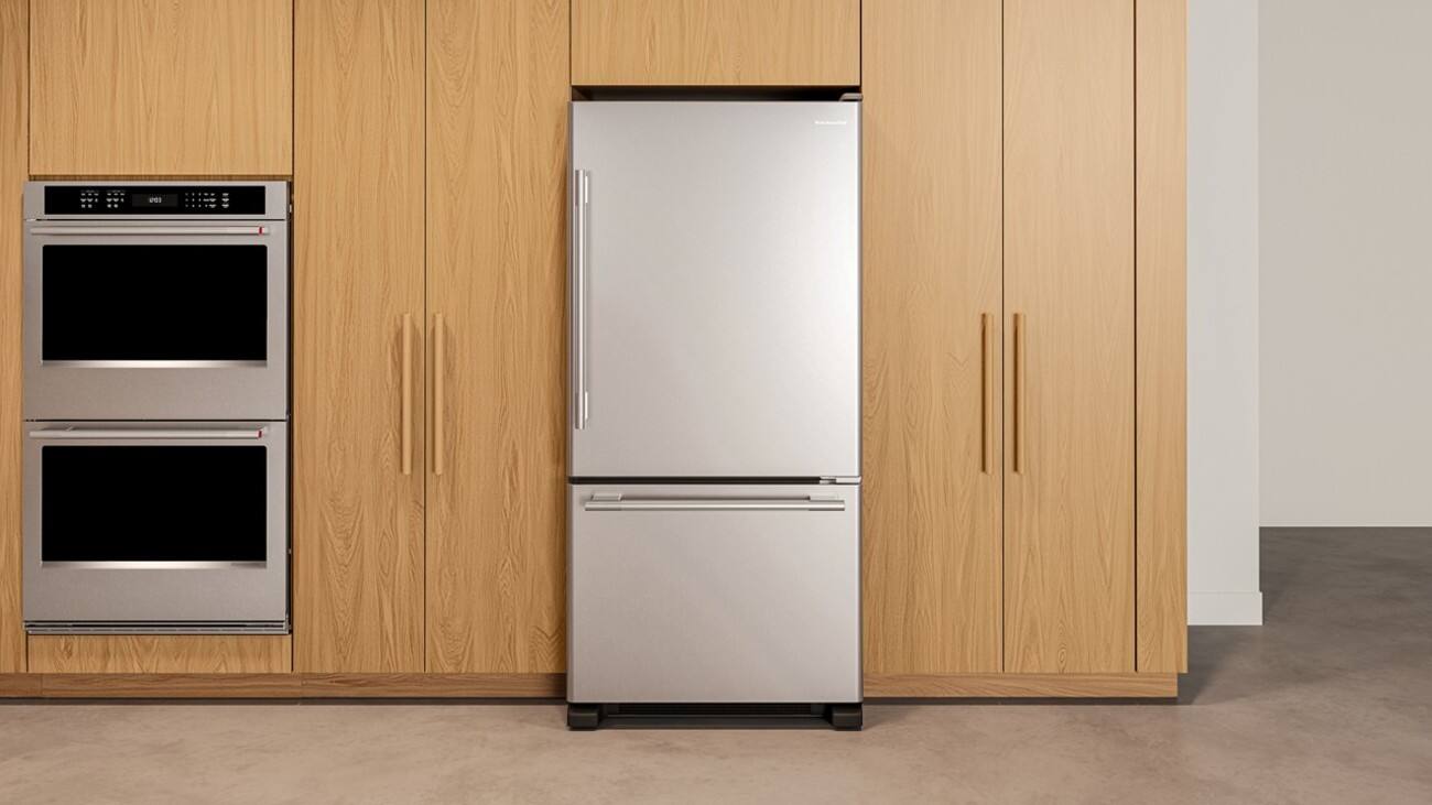 Alt View 2. KitchenAid - 19 Cu. Ft. 30-Inch Standard-Depth Bottom Mount Refrigerator with Right Door Swing - PrintShield Stainless.