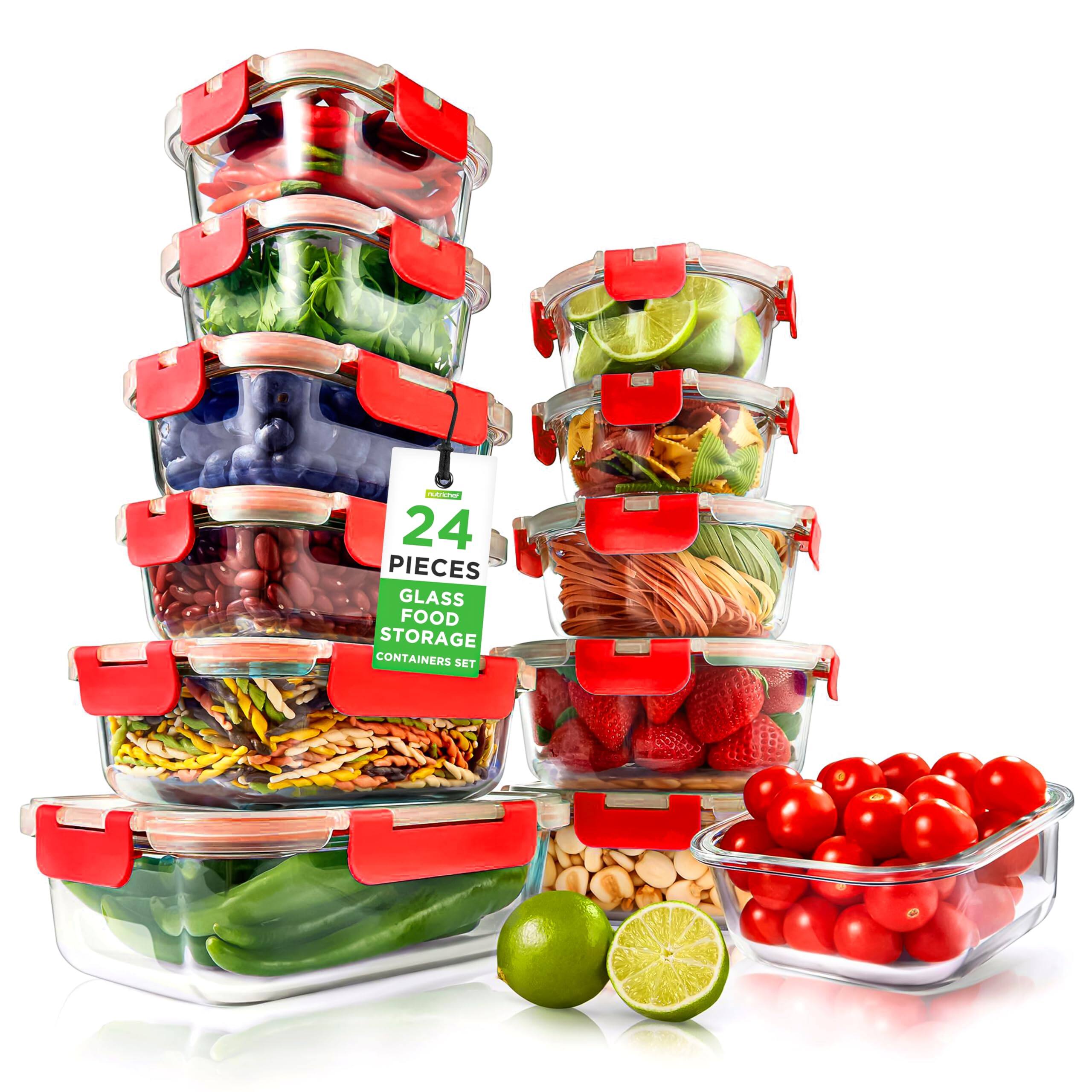 24 PIECES GLASS FOOD STORAGE CONTAINERS SET