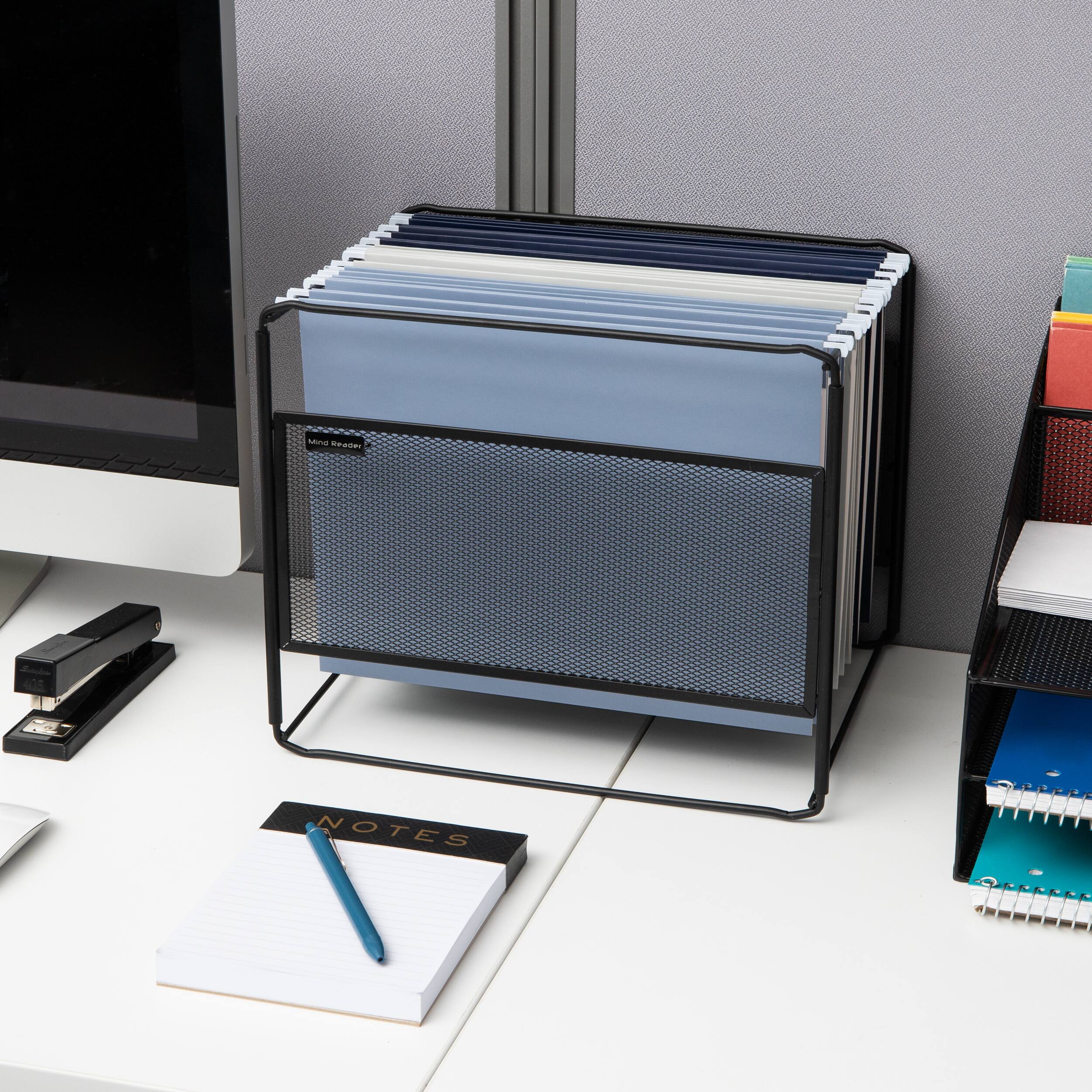 Alt View 15. Mind Reader - Hanging File Folder Organizer, Desktop Organizer, Storage, Office, Metal Mesh, 13"L x 9.75"W x 10.25"H - Black.